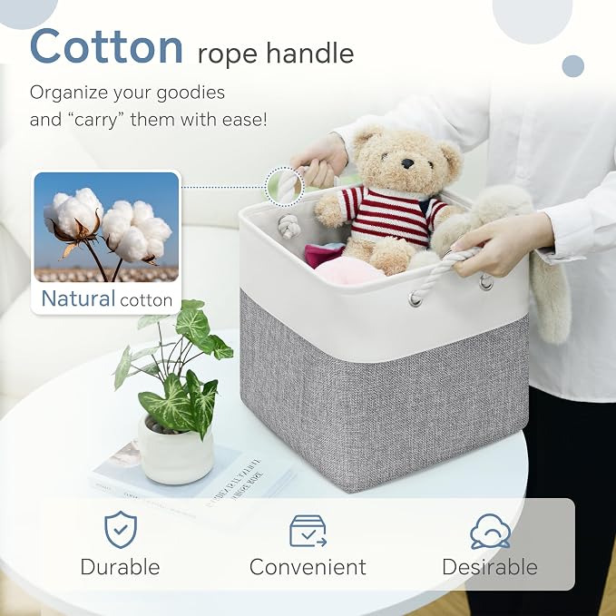 FinishingBo Fabric Cubes Storage Basket, 6 Pack 11x11 in - Image 4