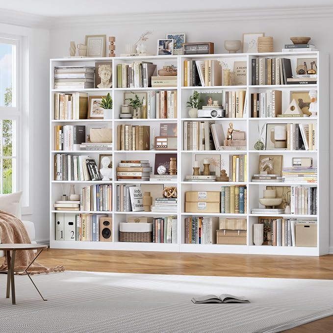 FACBOTALL Bookshelf and Bookcase, 6-Tier Double Wide Bookshelves, Freestanding - Image 5