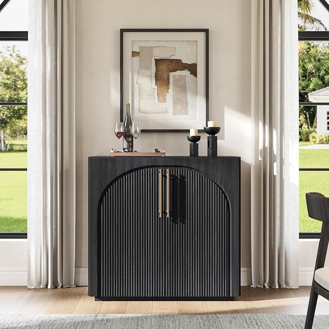 Sideboard Cabinet with Fluted Doors, 31.5''W Arched Credenza | Modular Storage by MorganBrig