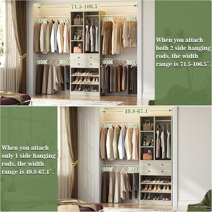 Besiost Closet System, 4.2–8.8 FT Closet Organizer - Image 6