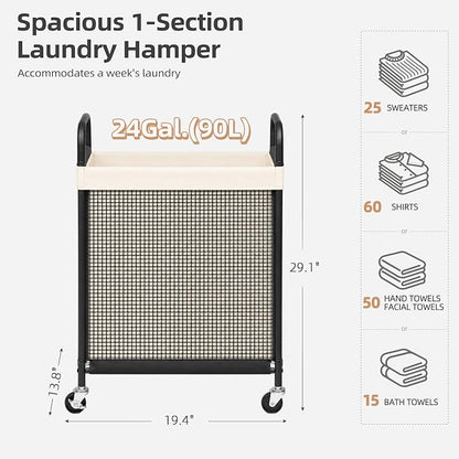 STORAGE MANIAC Rolling Laundry Hamper - Image 3
