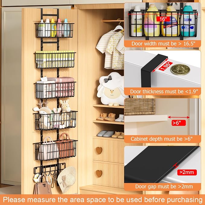 Hongtamoya Adjustable Over the Door Organizer, Metal Hanging Door Organizer - Image 5