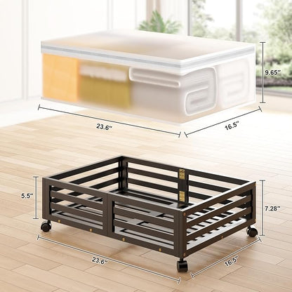 Under Bed Storage with Wheels-Large Bamboo Underbed storage Containers with - Image 3