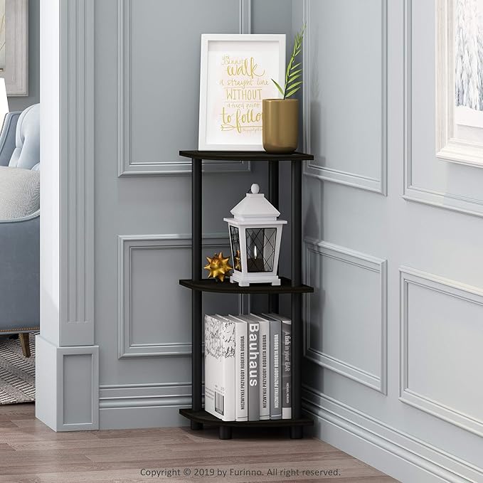 Furinno TURN-N-TUBE Corner Shelf, 3-Tier Corner Bookshelf, Display Storage - Image 2