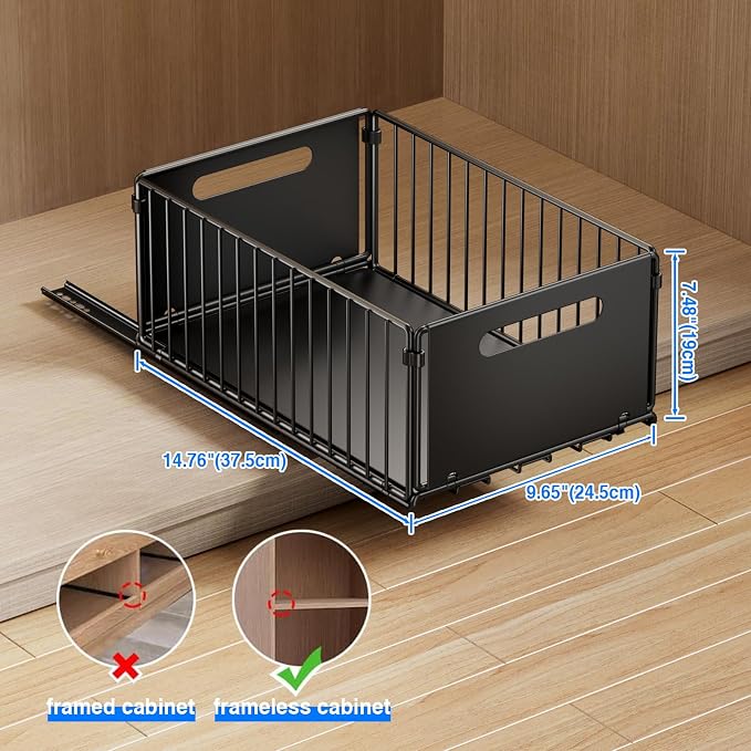 Mustorn 2 Pack Pull Out Cabinet Organizer, Slide Out Drawers - Image 2