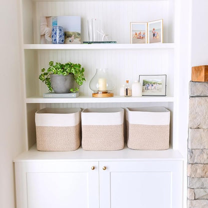 NaturalCozy 13x15x13 Kallax Storage Cubes Bins, 3 Pack | Cotton Rope Cube - Image 7
