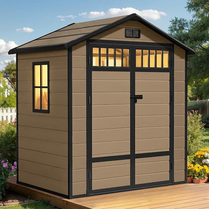 DWVO Outdoor Storage Shed, All-Weather Resin Plastic Storage Shed by DWVO