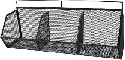 Metal Wire Basket, 3 Grids Wall Hanging Baskets, Wall Mount Slanted Opening by oreilet