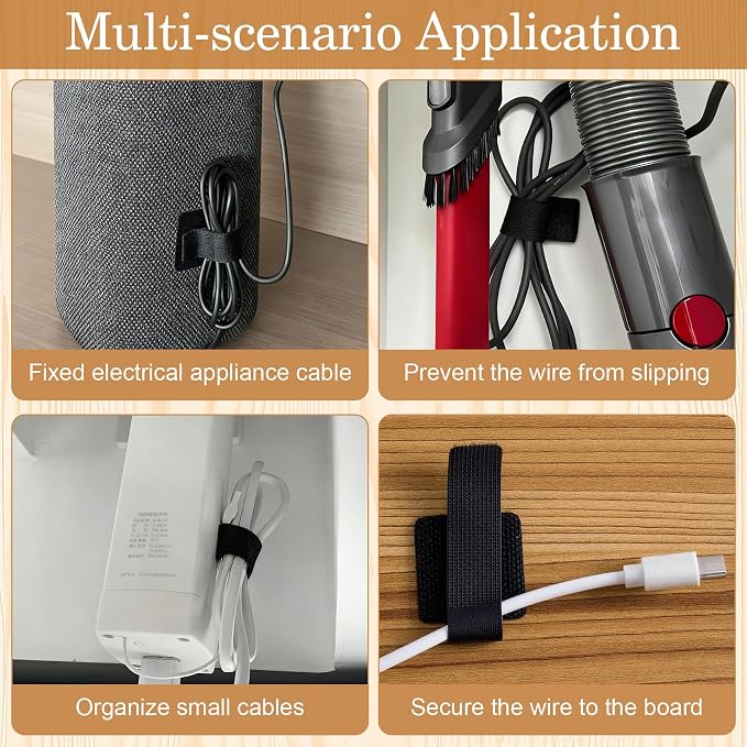 20pcs Hook and Loop Cable Ties, 3.55 Inch Self Adhesive Cable Management Straps - Image 5