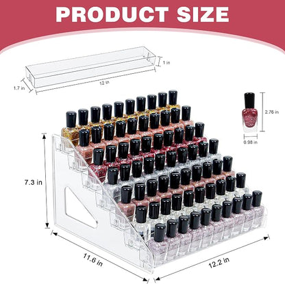 7-Tier Clear Acrylic Nail Polish Storage, Holds 56-112 Bottles, Sunglasses - Image 2