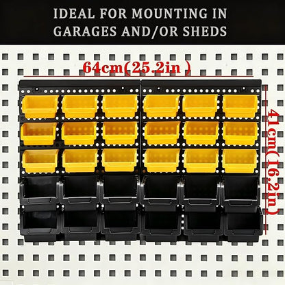 MULSAME Wall Mounted Storage Bins Parts Rack 4 Colors Bin Organizer Garage - Image 2