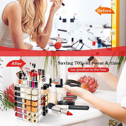 Acrylic Lipstick Tower Holder, 360 Degree Rotating Makeup Cosmetic Lipsticks - Image 5