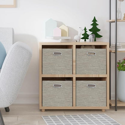 Posprica Closet Storage Bins, 4 Pack Large Closet Shelf Organizers, Linen - Image 6