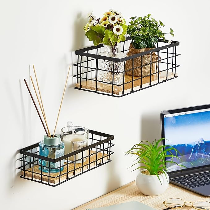2 Pcs Metal Small Wire Basket Wall Hanging Wire Basket Hang Small Bathroom - Image 4