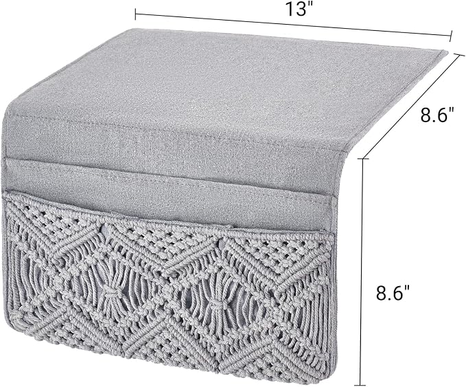 Mkono Macrame Bedside Caddy Storage Organizer Boho Remote Control Tablet - Image 5