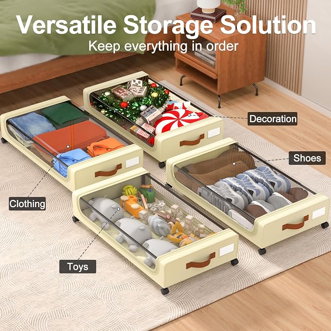 GoMaihe Under Bed Storage with Wheels:48L Underbed Storage Containers with Lids - Image 6