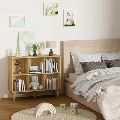 6 Cube Bookcase, Wooden Book Shelf Cube Storage Organizer - Image 7