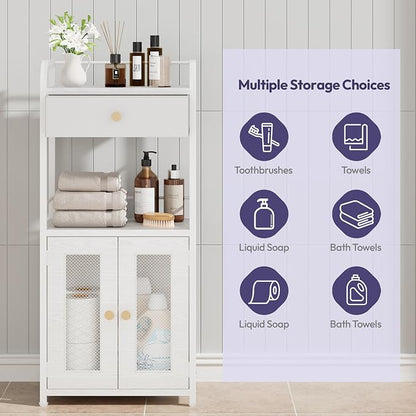 SWTYMIKI 14.57"x32.28" Bathroom Storage Cabinet – Freestanding Toilet Paper - Image 4