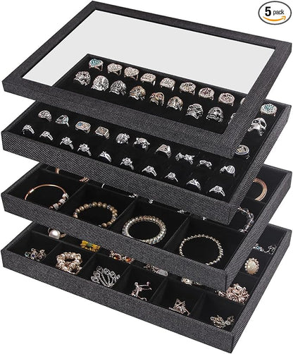 Julysky 4 Pcs/set Stackable Jewelry Organizer Trays by Julysky