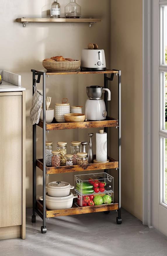 PeakPursuit Large 4-Tier Collapsible Wooden Storage Shelf – Heavy Duty 100 lbs - Image 2