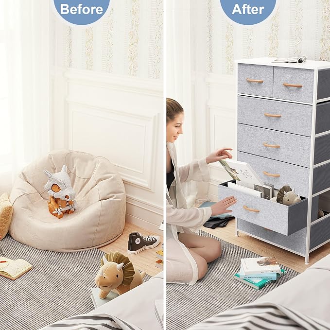 Fabric Dresser with 7 Drawers, Vertical Storage Tower | Sturdy Steel Frame - Image 4