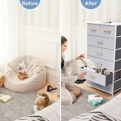Fabric Dresser with 7 Drawers, Vertical Storage Tower | Sturdy Steel Frame - Image 4