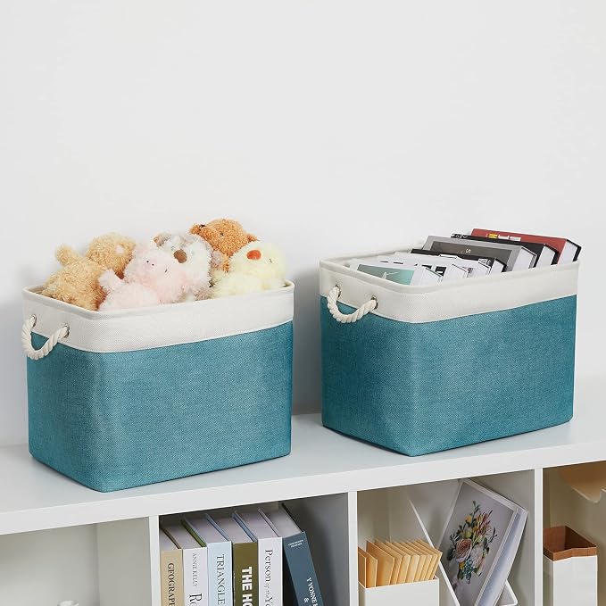 Bidtakay Foldable Storage Bins Set of 2 Tall Cloth Baskets 16" X 11.8" X 11.8" - Image 8