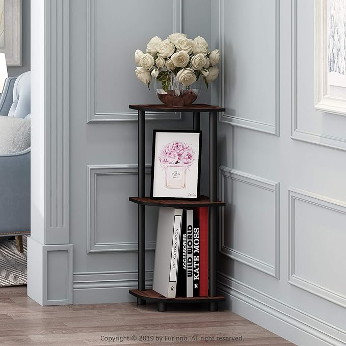 Furinno TURN-N-TUBE Corner Shelf, 3-Tier Corner Bookshelf, Display Storage - Image 2