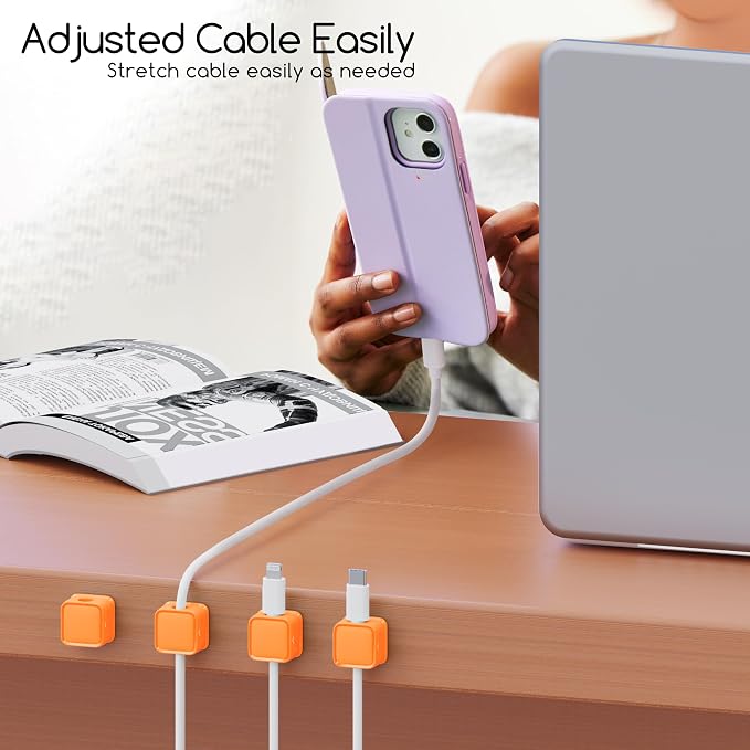 Magnetic Cord Organizer Holder, 6 Pack Desk Cable Clips Management, Hide Phone - Image 4
