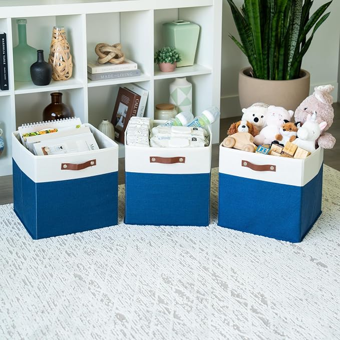 OrganiHaus 13" x 13" x 13" Cube Fabric Storage Bins Set of 4, Fabric Storage - Image 4