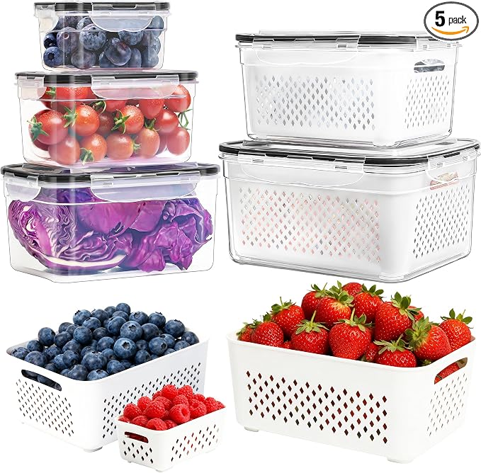 PRAKI 5-Pack Large Fruit Storage Containers by PRAKI
