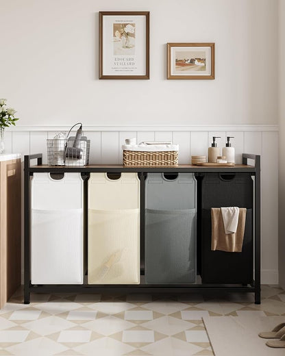 Lulive Laundry Hamper with Shelf, Laundry Basket 4 Section, Laundry Sorter - Image 9