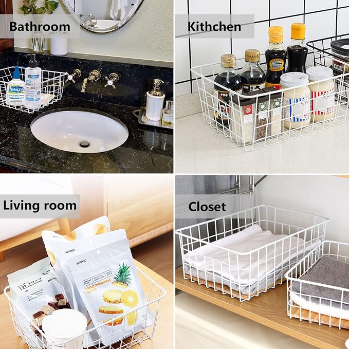 4 Pack Deep Freezer Organizer Bins Stackable Wire Basket - Image 4