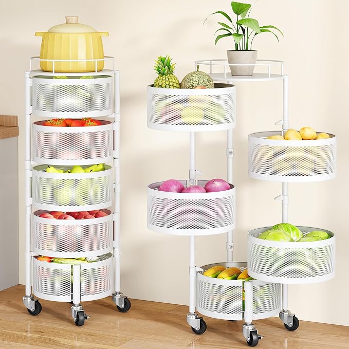 SAYZH Fruit Vegetable Basket for Kitchen, Rotating Storage Rack, 5 Tier Rolling by SAYZH