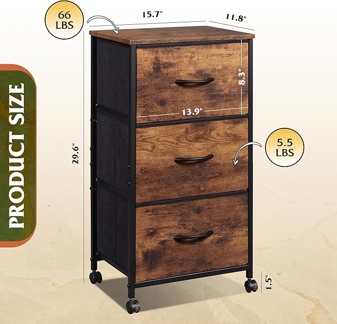 WLIVE Rolling Dresser Nightstand - Image 3