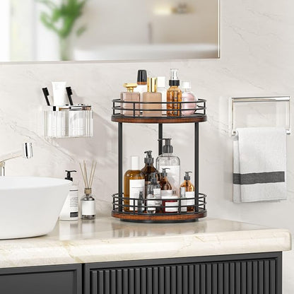 Bathroom Organizer Countertop, 2 Tier Rotating Makeup Organizer Countertop - Image 2