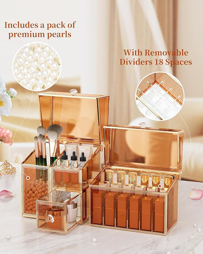 Extra Large Makeup Organizer, Glass Cosmetic Storage - Image 4