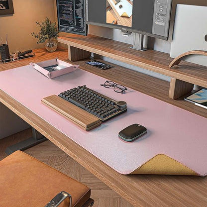 DAWNTREES Pink Desk Mat, Leather Desk Pad, Cork Desk Mat Protector, by PremiumDeskPadatDawnTrees