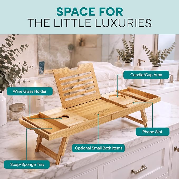 SereneLife Bath Caddy Breakfast Tray Combo - Image 4