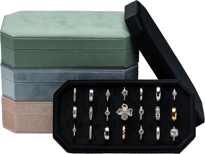 Velvet Ring Organizer Display Tray Jewelry Box Earring Holder Case - Image 7