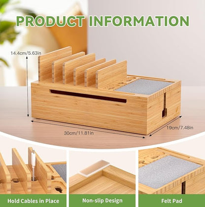 Pezin & Hulin Bamboo Charging Station, Electronic Devices Organizer - Image 4