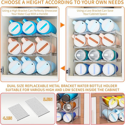 Yieach 2 Pack 2 Tier Stackable Water Bottle Organizer - Image 4