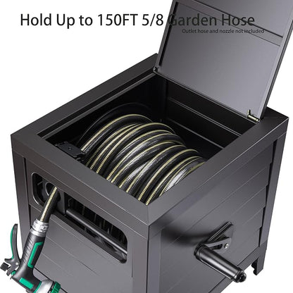 AQUAZILLA Metal Garden Hose Reel Deck box, Durable Steel Garden Hose Storage - Image 3