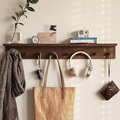 Entrance Coat Rack ，Coat Hooks, Wall-Mounted Wooden Hook Rack, Wall-Mounted - Image 2