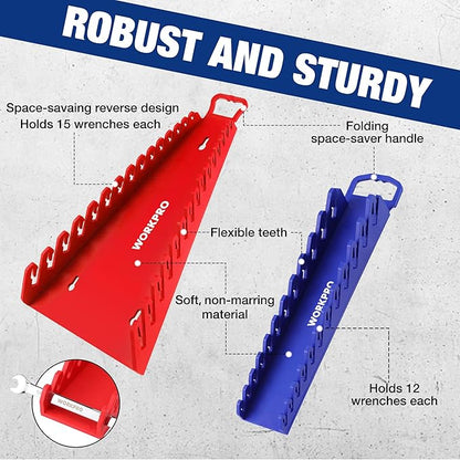 WORKPRO 4-PACK Magnetic Wrench Organizer, Flexible Gripping Teeth and Carrying - Image 5