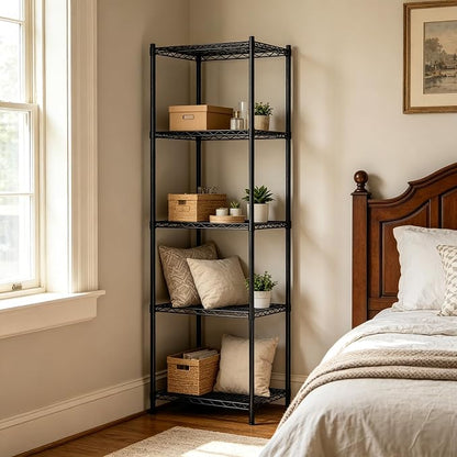 Wire Storage Standing Shelf Rack Tower, Corner Metal Shelving Unit - Image 2