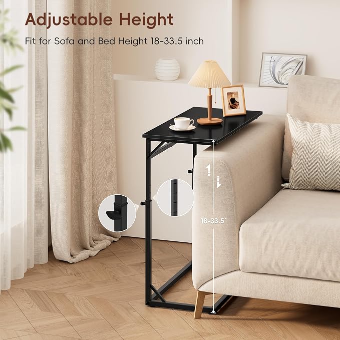 Vagusicc C Shaped End Table, C-Table Sofa Table Adjustable Height Side Table - Image 5