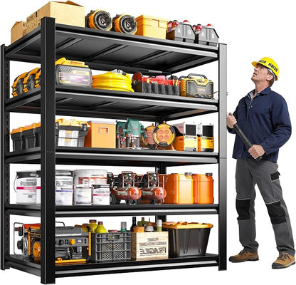 REIBII 72" H Storage Shelves, 2500LBS Heavy Duty Garage Shelving Unit, 5 Tier by REIBII