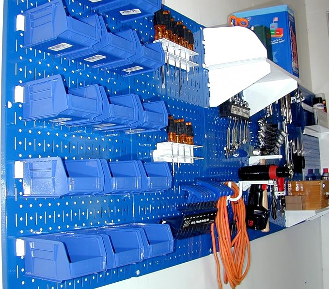 Wall Control Pegboard 32in x 16in Blue Metal Pegboard Tool Board Panel - Image 7