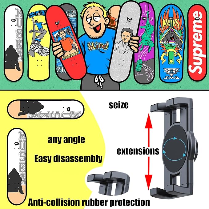 2 Set Skate deck wall mount, 360° rotatable skateboard wall mount, Floating - Image 4